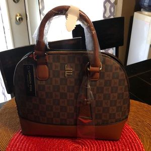 Brand new London Fog Cognac Tulip Signature Satchel.